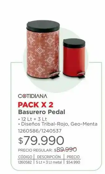 Easy Pack x 2 basurero pedal 12 lt + 3lt oferta