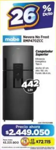 Alkomprar Mabe nevera no frost RMP470ZCC oferta