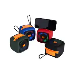 Falabella Mini Parlante Portátil Porta Celular Luz LED Con Bluetooth Azul oferta