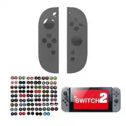 Falabella Protector En Silicona Gris + Vidrio + 2 Grips Para Joycon Switch 2 oferta