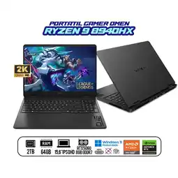 Falabella PORTÁTIL GAMER OMEN RYZEN 9 8940HX / RTX 5060 8GB / 15.6 FHD IPS 2K / RAM 64GB DDR5 / 2TB SSD oferta