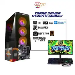 Falabella COMPUTADOR GAMER RYZEN 5 5600G A520 / 32GB DDR4 / SSD 1TB / MONITOR 24 144HZ /TECLADO Y MOUSE oferta