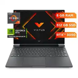 Falabella Laptop Gaming Victus 15-fb3018la, AMD Ryzen 7, 8 GB RAM, NVIDIA GeForce RTX 3050, 512 GB SSD oferta