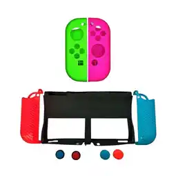 Falabella Set Protector 7 En 1 + 2 Siliconas Control Joycon Rosa De Switch Oled oferta
