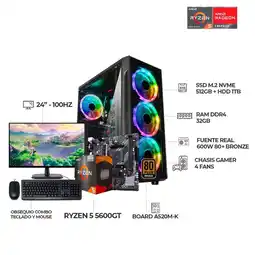 Falabella PC GAMER R5 5600GT - BOARD A520M-K - 32GB RAM - 512GB SSD + 1TBHDDMONITOR24 oferta