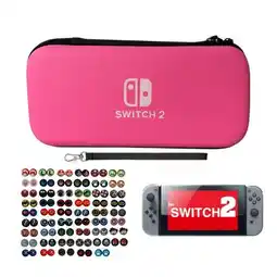 Falabella Estuche Rígido Rosa + Vidrio + 2 Grips Compatible Con Switch 2 oferta