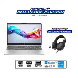 Falabella PORTATIL + DIADEMAS GAMER INTEL CI5 1235U RAM 24GB DDR4 SSD 512GB M2 156 oferta