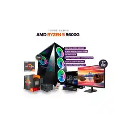 Falabella PC Gamer Ryzen 5 5600G/RAM 16GB/SSD 512GB/Board A-520M-K/350W + Monitor 27" FHD oferta