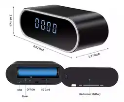 Falabella Mini Camara Espia Wifi En Reloj De Mesa Con Visión Nocturna Negro oferta
