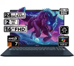 Falabella PORTÁTIL VIVOBOOK 16 RYZEN AI 7 24GB 2TB SSD PANTALLA 16″ WUXGA oferta