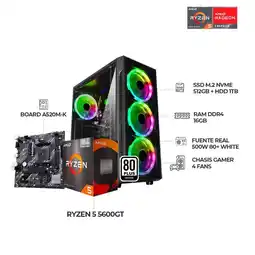 Falabella PC GAMER RYZEN 5 5600GT BOARD A520M-K 16GB RAM DDR4 SSD 512GB+HDD1TB oferta