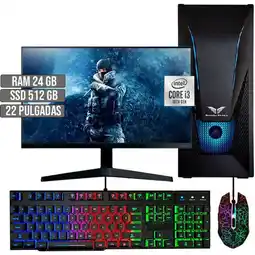 Falabella PC EQUIPO GAMER INTEL CORE I3-10105 SSD 512GB RAM 24GB LED 22 FHD oferta