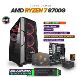 Falabella PC GAMER RYZEN 7 8700G / RAM 16GB / SSD 512GB / A620/ CHASIS 6FANS / 600W BRONCE oferta
