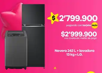 LG Nevera 243 L + lavadora 13 kg