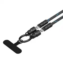 Falabella Cable de carga Rápida & Datos USB-C a USB-C, PD60W, 1.2MT Trenzado Negro-Azul oferta