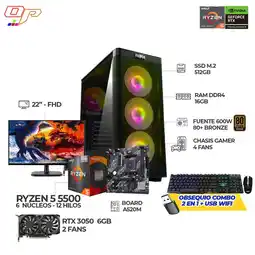 Falabella COMPUTADOR GAMER RYZEN 5 5500+ RTX 3050- RAM 16GB - SSD 512GB + MONITOR 22 FHD oferta