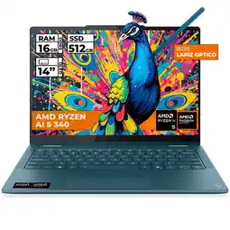 Falabella PORTATIL YOGA 7 2-EN-1 14AKP10 RYZEN AI 5 340 16GB 512GB SSD 14 OLED WUXGA TIDAL TEAL + LAPIZ W11 oferta