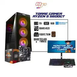 Falabella PC GAMER R5 5600GT - MONITOR 30 200Hz - A520 - 16GB - 1TB - 750W 80+ - COMBO TECLADO Y MOUSE oferta