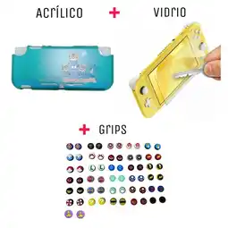 Falabella Protector Rigido Animal Crossing+ Vidrio+ 2 Grips Para Switch Lite oferta