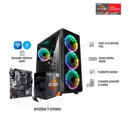 Falabella TORRE GAMER RYZEN 7 5700G RAM 16GB 1TB NVME B550 WIFI CHASIS 4 FANS RGB 500W oferta