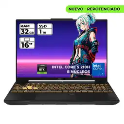 Falabella PORTATIL GAMER TUF INTEL CORE I5 210-H RTX 3050 32GB RAM 1TB SSD FHD 144HZ oferta