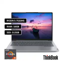 Falabella PORTATIL THINKBOOK AMD RYZEN 5 7533HS - 16GB DDR5 - 512GB SSD - 14 WUXGA - RJ45 - WIN11 PRO oferta