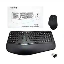 Falabella Combo Teclado Mouse Inalambrico Ergonomico Receptor Usb Teclado Negro oferta