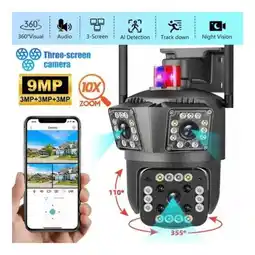 Falabella Cámara De Seguridad Con 3 Lentes WIFI Alarma Nocturna Movimiento Micro SD oferta
