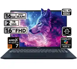 Falabella PORTÁTIL VIVOBOOK 16 RYZEN AI 7 16GB 2TB SSD PANTALLA 16″ WUXGA oferta