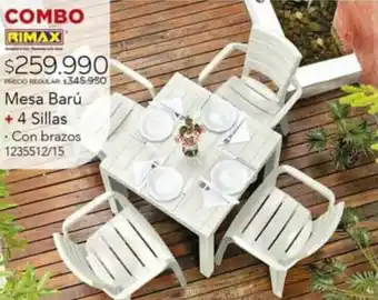 Easy Combo Rimax Mesa Barú+ 4 Sillas oferta