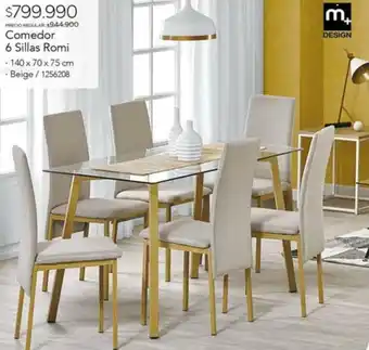 Easy Comedor 6 Sillas Romi Beige 140x70x75cm oferta