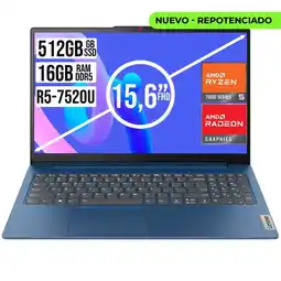 Falabella Portatil IdeaPad Slim 15.6 FHD AMD Ryzen 5 7520U 16GB 512GB SSD Azul oferta