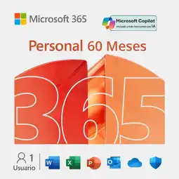 Falabella Licencia Office 365 Personal 60 Meses: 1 TB OneDrive - 5 Dispositivos Simultáneos oferta