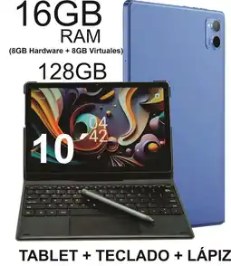 Falabella Tablet 10 Pulgadas 16GB RAM (8+8) 128GB Android con Teclado y Lápiz Óptico AZUL oferta