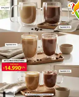 Ara Smukee set x 2 mugs doble pared oferta
