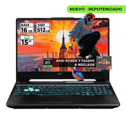 Falabella PORTATIL GAMER TUF RYZEN 7 7445HS 16 GB RAM 512 GB SSD 15 FHD GEFORCE RTX 3050 4 GB NEGRO oferta