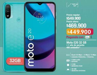 Jumbo Moto e20 32 gb oferta