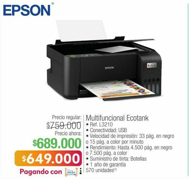 Oferta Multifuncional ecotank epson en Jumbo