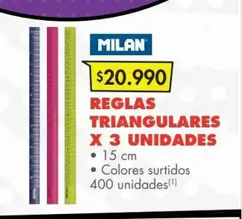 Metro Reglas triangulares x 3 unidades oferta