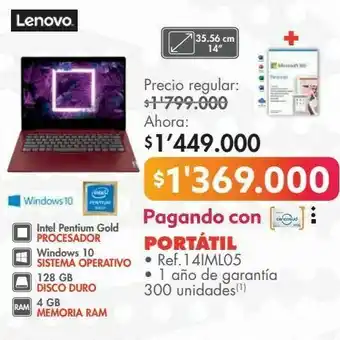 Metro Portatil lenovo 14iml05 oferta