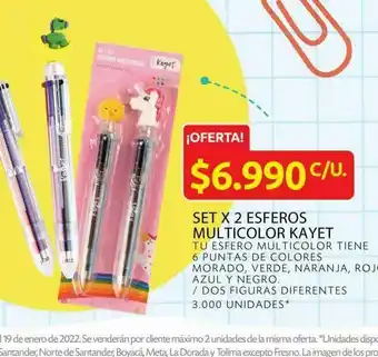 Ara Set x 2 esferos multicolor kayet oferta