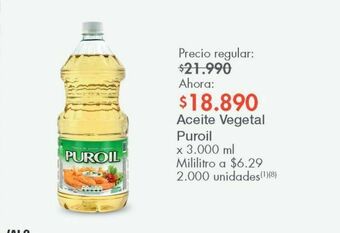 Metro Aceite vegetal puroil oferta