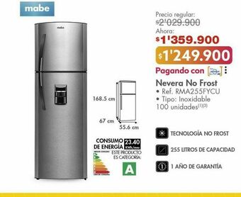 Metro Nevera no frost mabe oferta