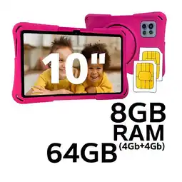 Falabella Tablet Niños 10 Pulgadas 8GB RAM (4Gb+4Gb) Doble SIM Android 14 64GB Rosado oferta