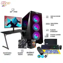 Falabella PC GAMER RYZEN 7 5700G- MONITOR 22 FHD- RAM 16GB- SSD 1TB- ESCRITORIO+ COMBO oferta