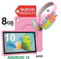 Falabella Tablet Niños 10 Pulgadas 8GB RAM (4Gb+4Gb) 64GB Doble SIM Android 14 + DIADEMA ROSADO oferta