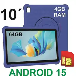 Falabella Tablet 10” 4GB RAM 8GB Virtual Niños 64GB Doble SIM 13MP 5000mAh + Funda Silicona Infantil AZUL oferta