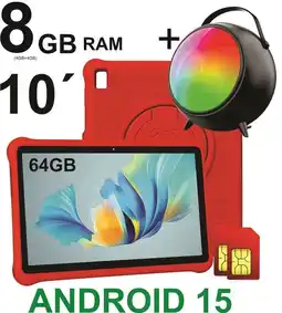 Falabella Tablet Niños 10 Pulgadas 8GB RAM (4Gb+4Gb) 64GB Doble SIM Android 14 + Parlante ROJO oferta