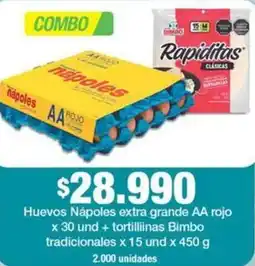 Jumbo Nápoles huevos extra grande AA rojo + Bimbo tortilliinas oferta