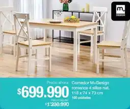 Jumbo Comedor M+Design romance 4 sillas oferta